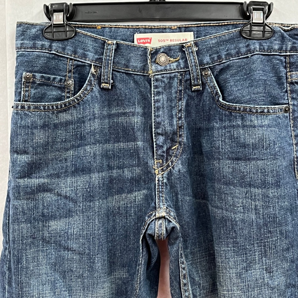Levi's 505 Regular Jeans Kids 8 Husky Dark Wash Adjustable Waist Straight Denim - Picture 6 of 11
